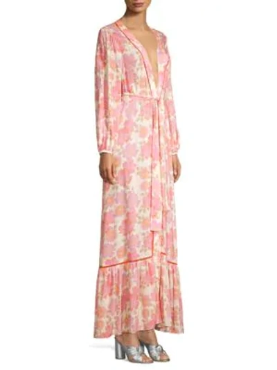 Shop Paloma Blue Bowie Kimono Maxi Dress In Pink Lotus