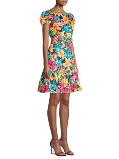 Shop Michael Kors Floral Cap-sleeve Dress In Multi