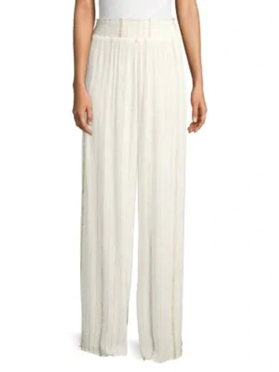 Shop Ramy Brook Athena Lurex Striped Pants In White