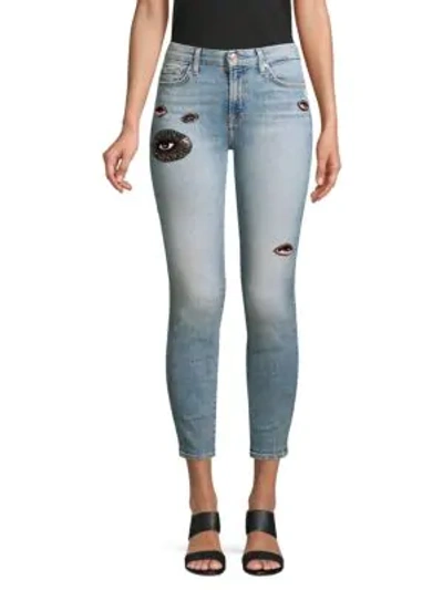 Shop 7 For All Mankind Ankle Skinny Jeans With Eye Patchwork In Sanddlteye Sane