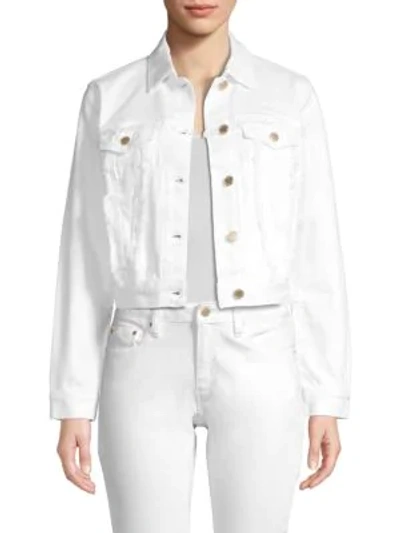 Shop Michael Michael Kors Frayed Denim Jacket In White