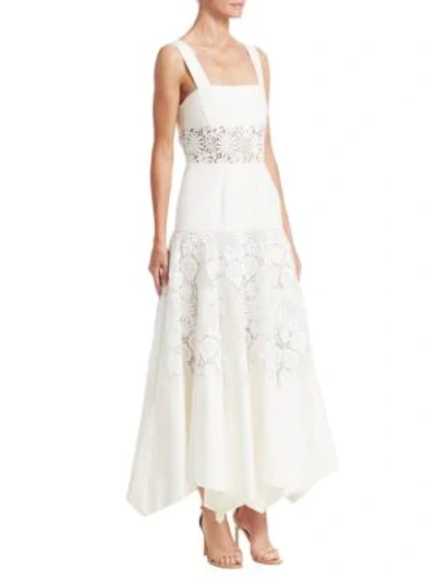 Shop Rosie Assoulin A-line Cotton Lace Midi Dress In White