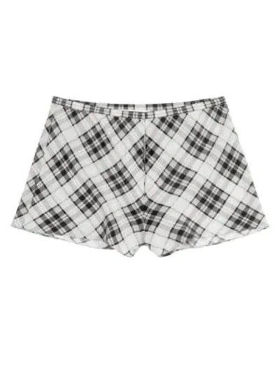Shop Marc Jacobs Redux Grunge Plaid Washed Silk Shorts In Ivory Multi
