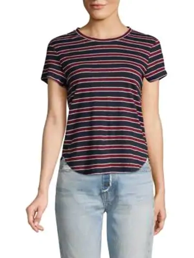 Shop Frame Classic Linen Stripe T-shirt In Navy Multi