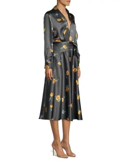 Shop Equipment Vivienne Silk Long Sleeve Print Dress In Smokey Blue