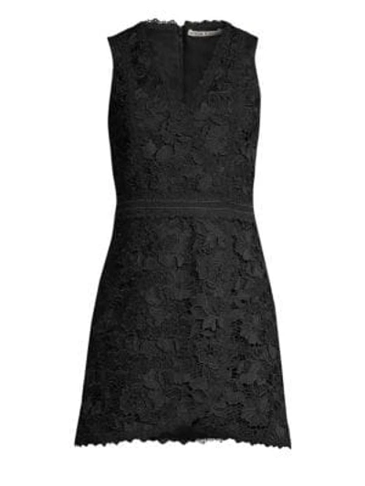 Shop Alice And Olivia Lennon Lace Mini A-line Dress In Black