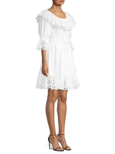 Shop Michael Kors Eyelet Poplin Dirndl Dress In Optic White