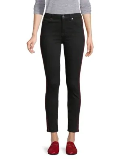 Shop 7 For All Mankind High-waisted Skinny Ankle Jeans In Black