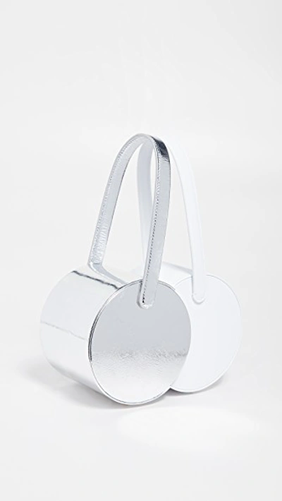 Shop Edie Parker Double Shot Bag In Silver/white