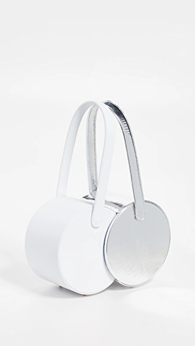 Shop Edie Parker Double Shot Bag In Silver/white