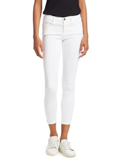 Shop Frame Le Color Mid-rise Crop Skinny Jeans In Blanc