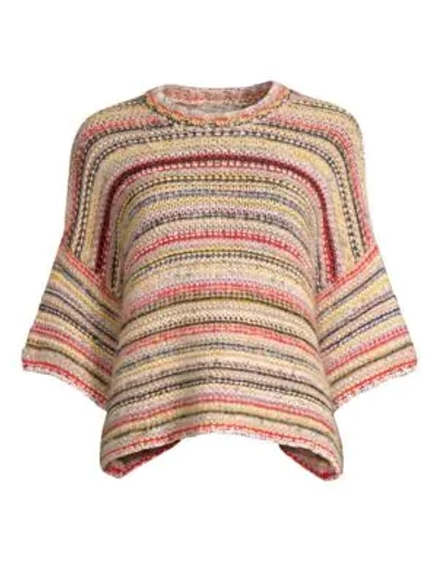 Shop Ganni Mixed-knit Drop Shoulder Jumper In Multicolor