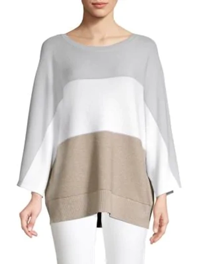 Shop Lafayette 148 Colorblock Cashmere-blend Dolman Sweater In Aerial Multi