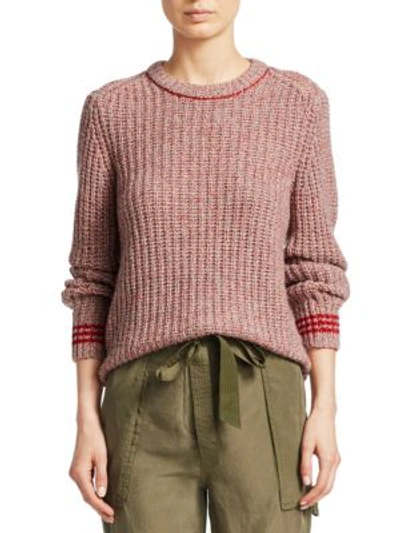 Shop Rag & Bone Cheryl Rib-knit Sweater In Grey Red