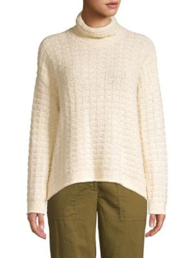 Shop Eileen Fisher Speciality Stitch Waffle Knit Sweater In White