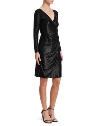 Shop Emporio Armani Gathered Lurex A-line Dress In Black
