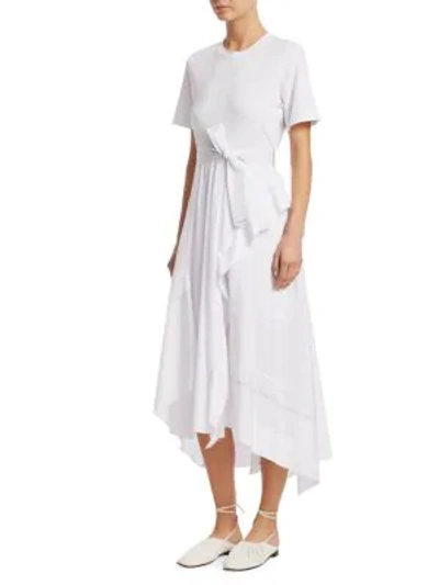 Shop 3.1 Phillip Lim / フィリップ リム Short-sleeve Wrap Handkerchief Combo T-shirt Poplin Dress In Optic White