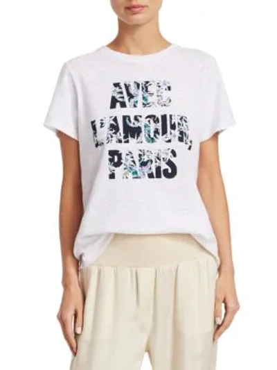 Shop Cinq À Sept Avec L'amour Paris T-shirt In White Multi