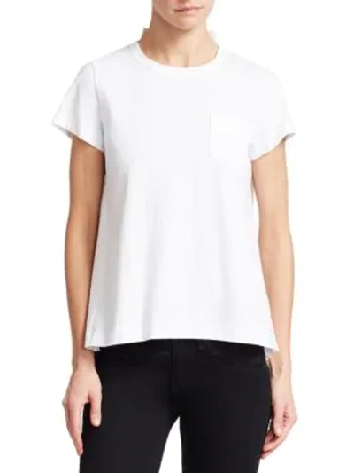 Shop Sacai Pleat Back Cotton Tee In White