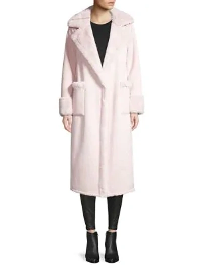 Shop Apparis Pauline Faux Fur Coat In Blush