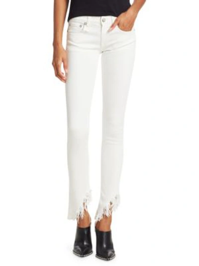 Shop R13 Kate Skinny Angled Hems Jeans In Garret White