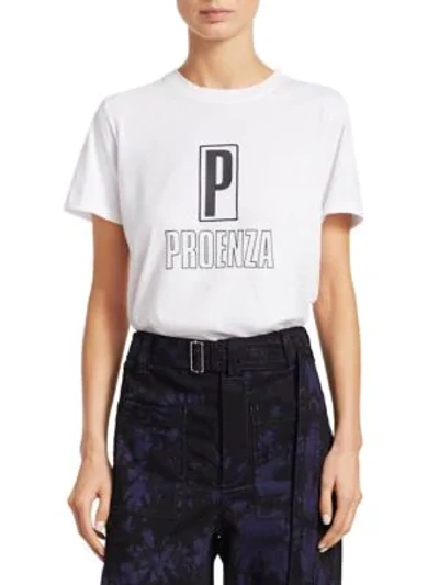 Shop Proenza Schouler Baby Cotton Embroidered Logo Tee In White