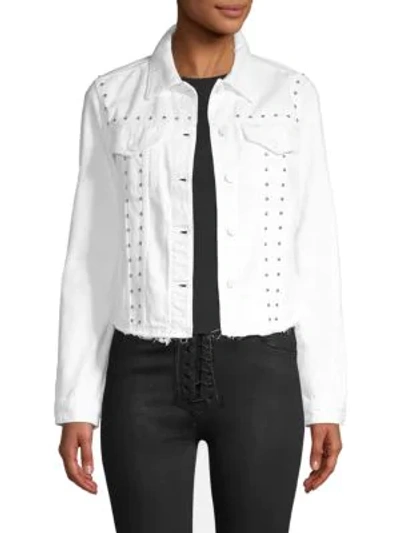 Shop J Brand Slim-fit Stud Denim Jacket In Studded White