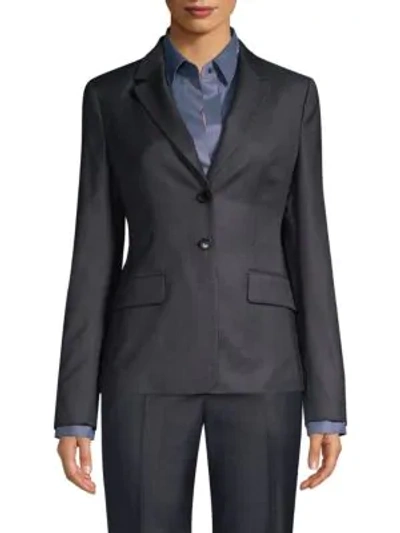 Shop Hugo Boss Jabahana Tonal Minidessin 2b Virgin Wool Suiting Jacket In Deep Blue
