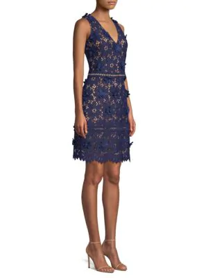 michael michael kors floral appliqué lace dress