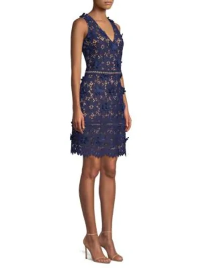 Shop Michael Michael Kors 3d Carnation Lace Dress In True Navy