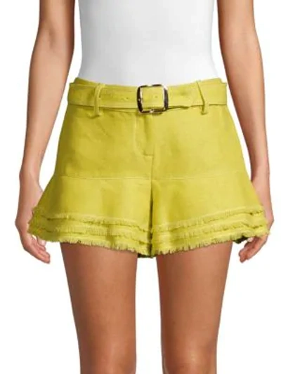 Shop Alexis Jaymes Belted Shorts In Lemongrass