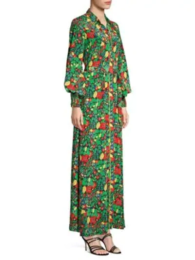 Shop Alexis Hiroka Botanical Dressing Gown Maxi Dress In Botanical Mandarin