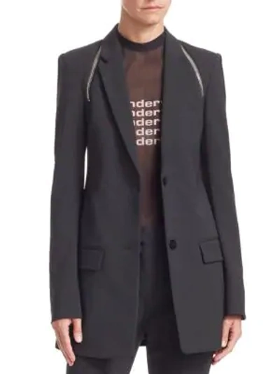 Shop Alexander Wang Zipper Trim Tailored Blazer In Black