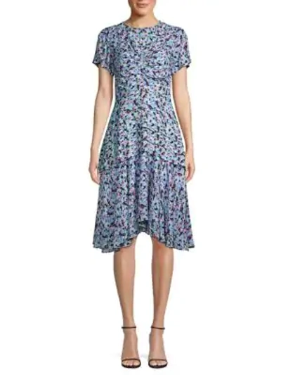 Shop Jason Wu Printed Silk Georgette Cap Sleeve Dress In Multi