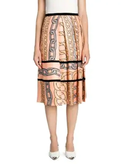 Shop Marni Silk Twill Pleated A-line Skirt In Light Peach