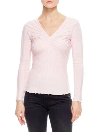 Shop Sandro Justine Slim-fit V-neck Knit Sweater In Pink