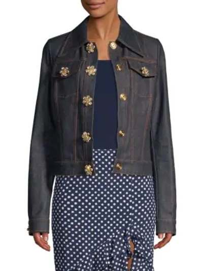 Shop Michael Kors Jewel Button Denim Jacket In Indigo