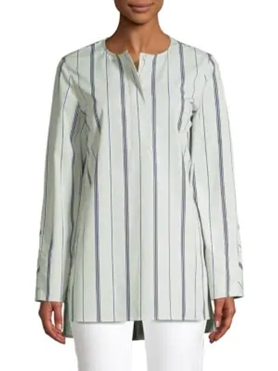 Shop Lafayette 148 Tilly Striped Cotton Tunic In Peppermint