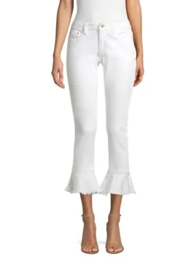 Shop Michael Michael Kors Flounce Issy Crop Skinny Jeans In White