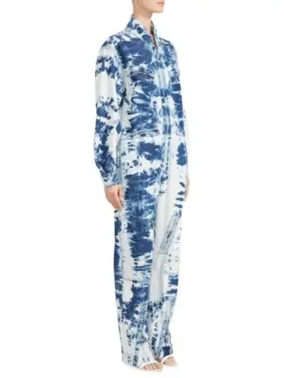 Shop Stella Mccartney Tie-dye Denim Jumpsuit In Light Blue