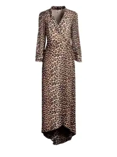 Shop Ganni Mullin Leopard Georgette Wrap Dress