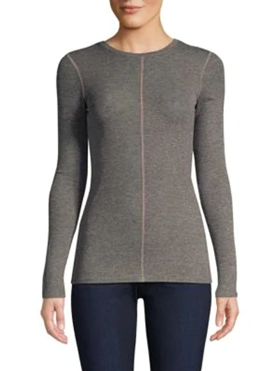 Shop Atm Anthony Thomas Melillo Seamed Micro-modal Long-sleeve Shirt In Heather Charcoal