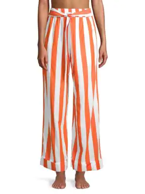 orange and white striped pants