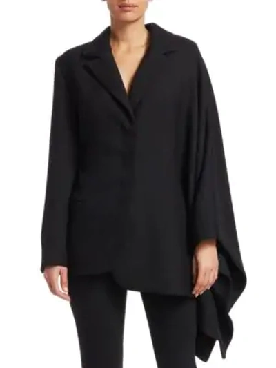 Shop Jacquemus Bibi Wool Cape Blazer In Black