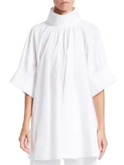 Shop The Row Abel Stand Collar Elbow-sleeve Tunic In White