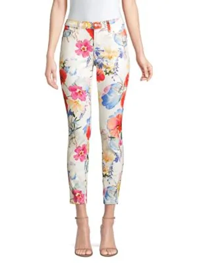 Shop 7 For All Mankind The Ankle Skinny Floral Print Jeans In Seaside Poppy