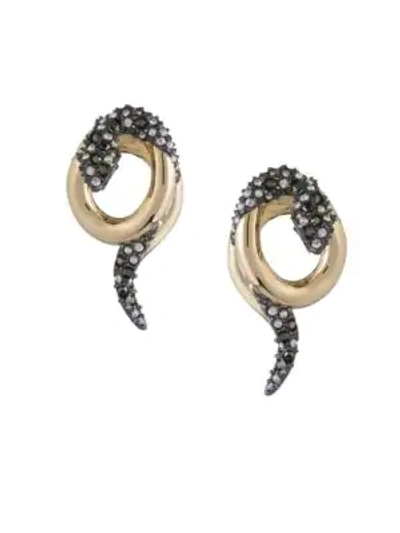Shop Alexis Bittar Earring Capsule 10k Gold-plated & Crystal Coiled Snake Post Earrings