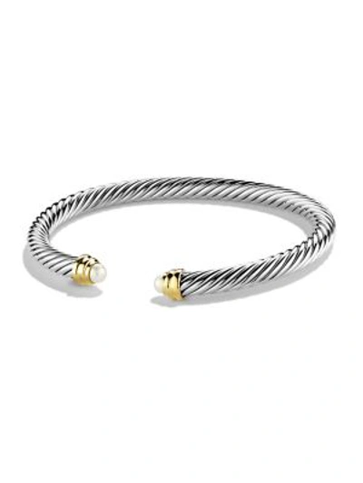 Shop David Yurman Women's Cable Classics Bracelet With Gemstone & 14k Yellow Gold In Pearl