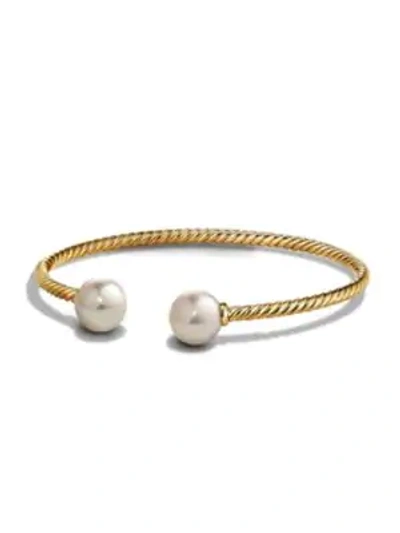 Shop David Yurman Women's Bead Bracelet With Gemstone In 18k Yellow Gold In Pearl