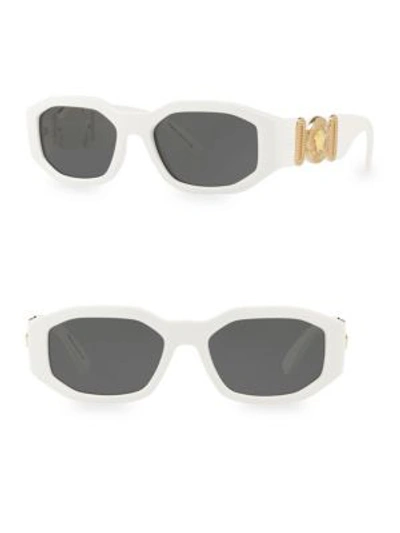 Shop Versace 0ve4361 53mm Hexagon Sunglasses In White
